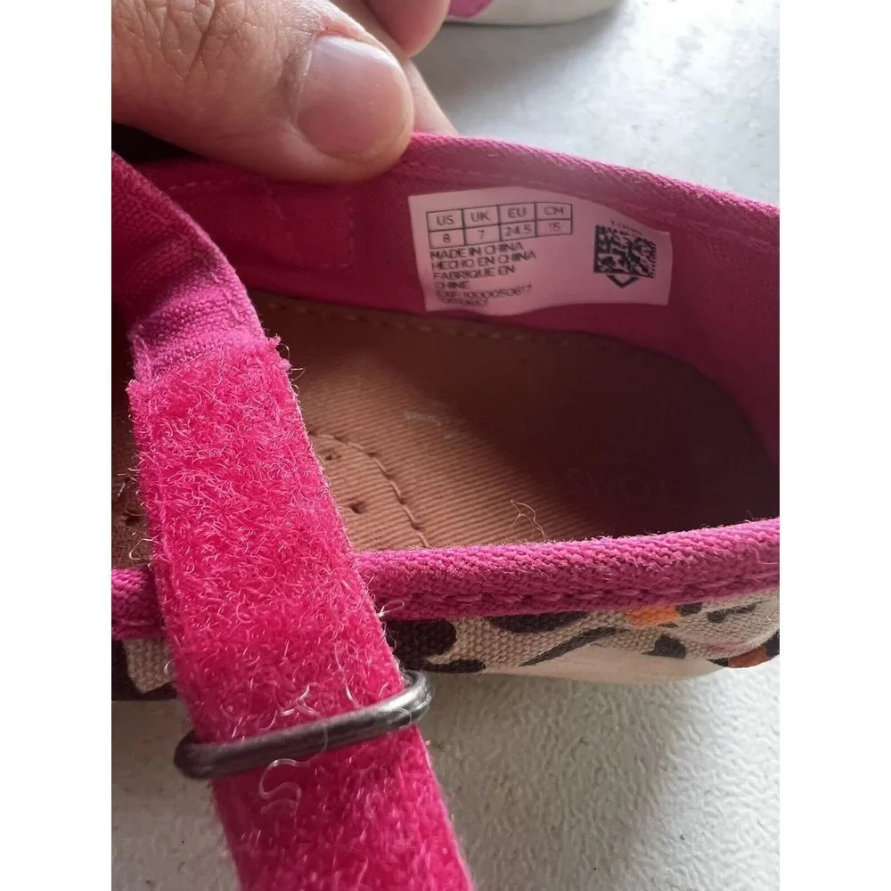 TOMS Tiny Leopard Mary Jane  Kids Girls Size 8‎ M Flats Casual 10010657